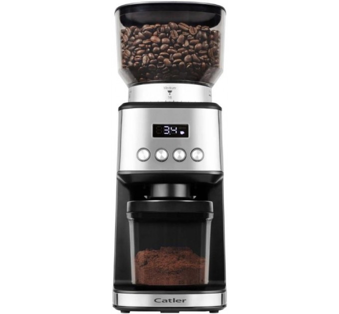 Кавомолка Catler жорнова, 180Вт, об'єм зерен-250г, 31 ступ.помолу, метал, сріблястий