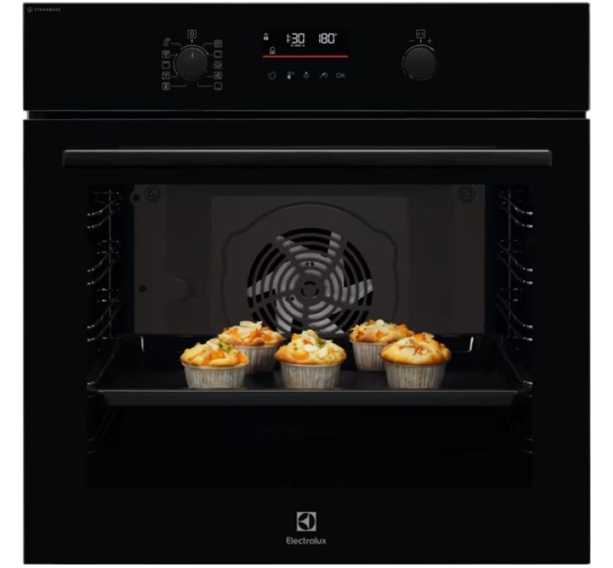 Духовой шкаф Electrolux электрический, 72л, A+, пар, дисплей, конвекция, телескопические направляющие, черный