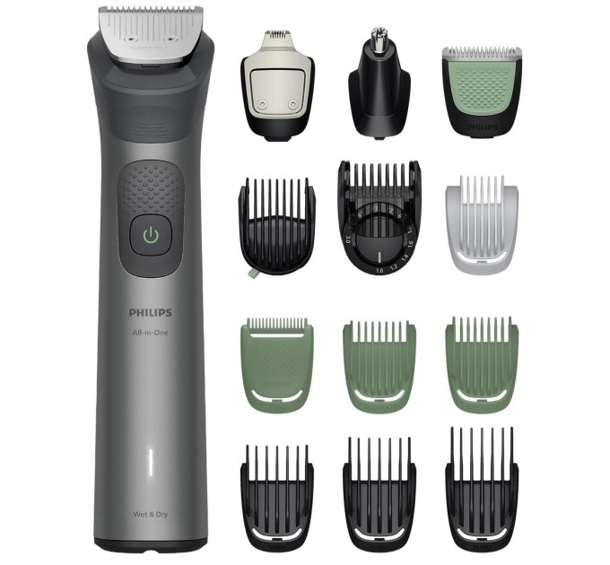 Триммер Philips Series 7000 для бороды, головы, тела, акум., насадок-15, сталь, серый