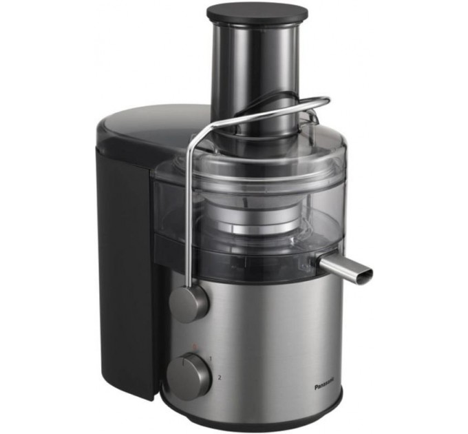 Соковитискач Panasonic відцентрований 1000Вт, чаша-1.5л, жмих-2л, жолоб на ціле яблуко, пластик/метал, чорний