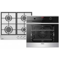 Комплект Hansa (духовка электрическая + поверхность газовая), черный+нерж