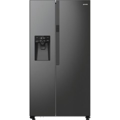 Холодильник SBS Gorenje, 179х70х92см, 2 дв., 376(190)л, А++, NF+, Инв. , Зона св-ти, диспенсер, генератор льда, Внешн.диспл, черный