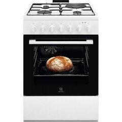 Плита Electrolux комбинированная 3 газ + 1 электро, 57л, 60x60см, конвекция, белый