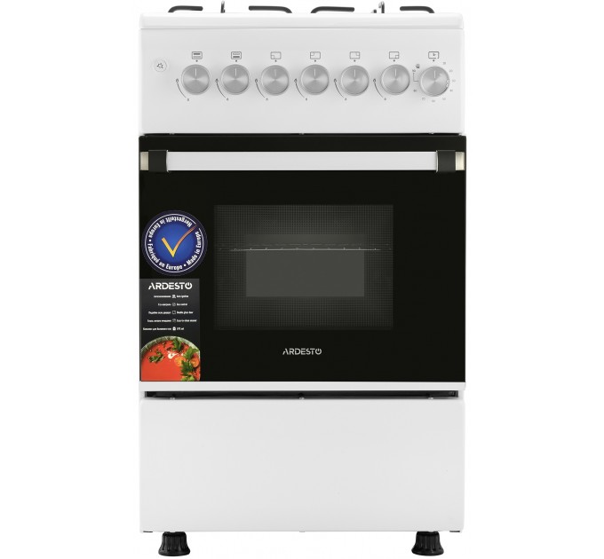 Плита ARDESTO газовая, 50л, 50x60см,электроподжиг, таймер, форсунки LPG (подключение газового баллона), белый