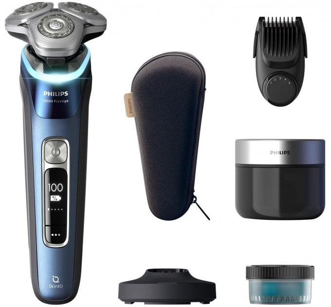 Бритва електр. Philips Series i9000 Prestige SkinIQ роторная, бритв.головок-3, Li-Ion, сух.+влажн., триммер,индикат. заряда, тверд. чехол, синий