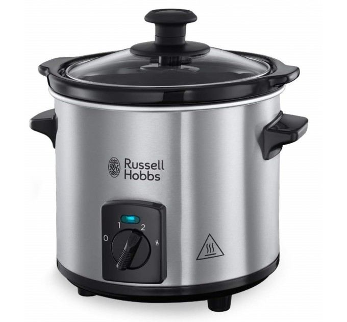 Медленноварка Russell Hobbs CompactHome, 145Вт, чаша-2л, механическое управл., съемная крышка, нерж. сталь, серый