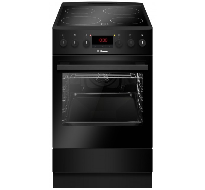 Плита Hansa электрическая стеклокерамическая, 65л, 50x60см, дисплей, конвекция, черный