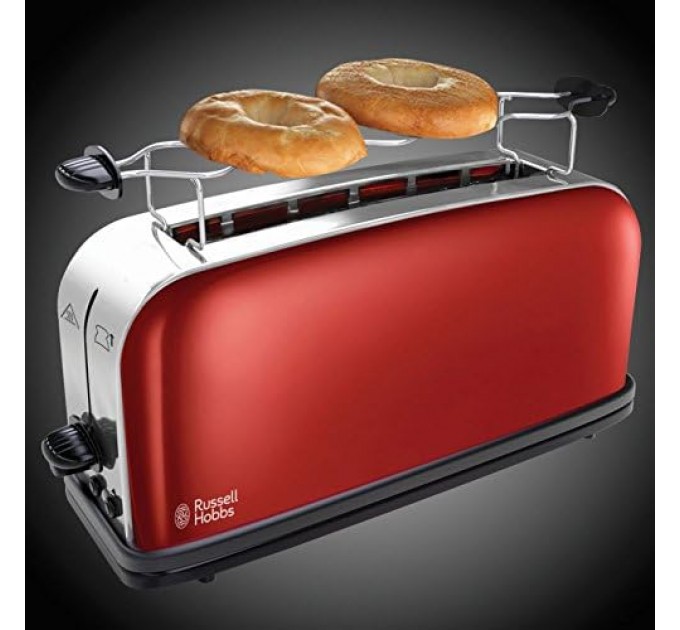 Тостер Russell Hobbs Classic 1100Вт, длинные слоты, металл, красный