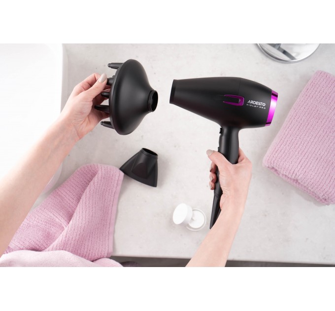 Фен ARDESTO Violet PRO HD-Y221PRO / 1750-2100Вт/2 скорости/ 3 темп.режима/диффузор/черный