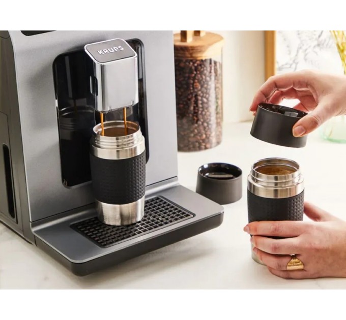 Кофемашина Krups Evidence Hot & Cold 2.3л, зерно, автомат.капучинатор, OLED диспл, авторецептов - 18, серо - черный