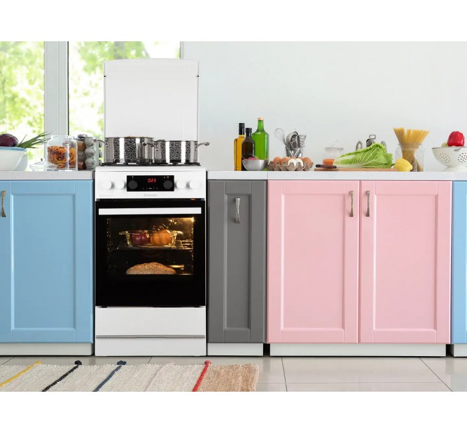 Плита Hansa комбінована, 65л, 50x60см, дисплей, конвекція, чавун, білий