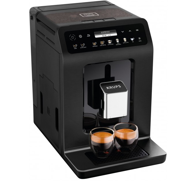 Кавомашина Krups Evidence Plus Titanium 2.3л, зерно, автомат.капучинатор, ОLED диспл, аторец. - 19, чорний