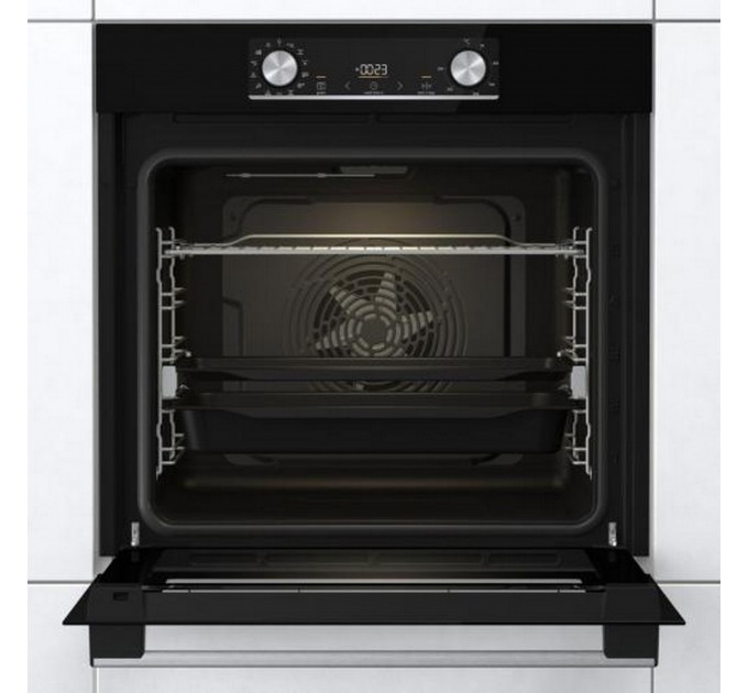 Духовой шкаф Gorenje электрический, 77л, A+, дисплей, ф-ия без добавления жира, черный
