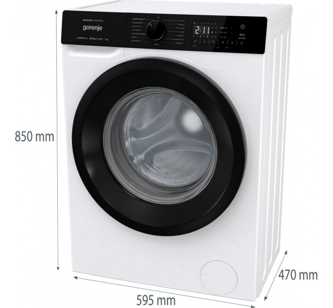 Стиральная машина Gorenje фронтальная, 7кг, 1400, A+++, 47см, дисплей, пар, инвертор, белый