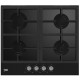 Варочная поверхность Beko газ на стекле, 60см, чугун, черный