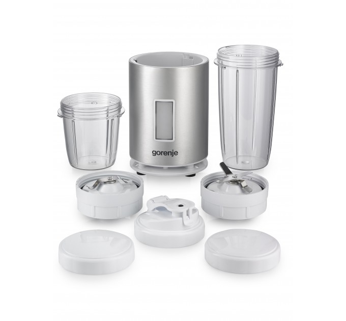 Блендер Gorenje стационарный 1200Вт, чаша-1000мл, измельчитель, серебристый