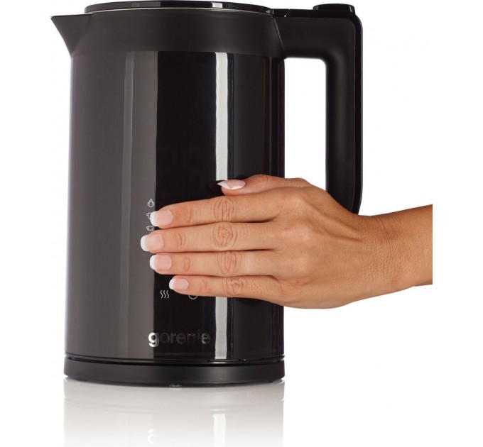 Электрочайник Gorenje 1.7л, двойные стенки, LED дисплей, Strix контроль, черный