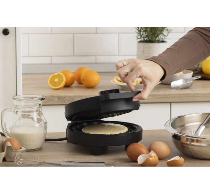 Міні-гриль Gorenje 1000Вт, алюміній, пластина д/вафель, корпус-метал, чорний