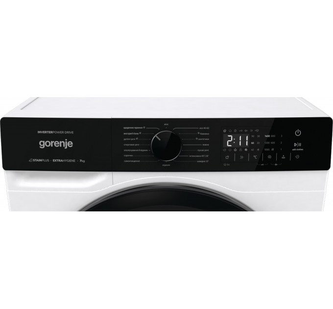 Стиральная машина Gorenje фронтальная, 7кг, 1400, A+++, 47см, дисплей, пар, инвертор, белый