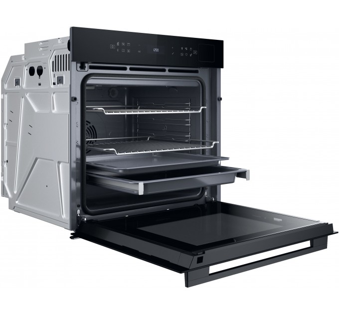 Духова шафа Whirlpool електрична, 73л, A+, дисплей, конвекція, піроліз, телескопічні напрямні, чорний