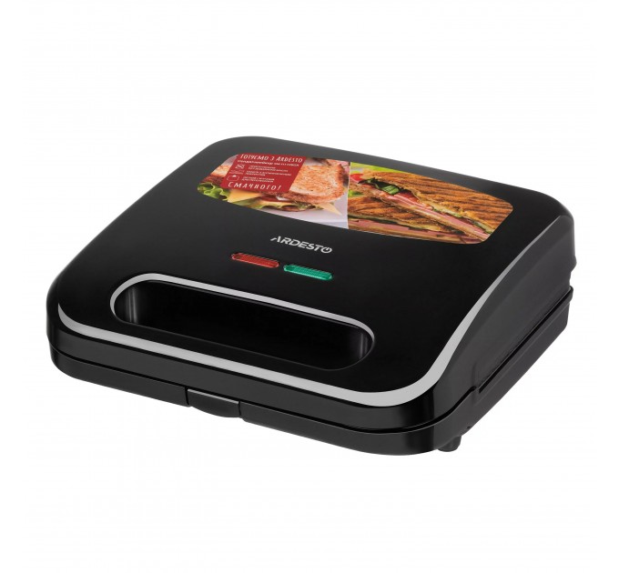 Сендвічмейкер ARDESTO 700Вт, 1 пластина-гриль, корпус-пластик, чорний