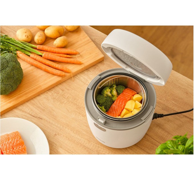 Рисоварка Sencor 350Вт, чаша-0.6л, сенсорне керування, 8 програм, нерж. сталь, пластик, білий