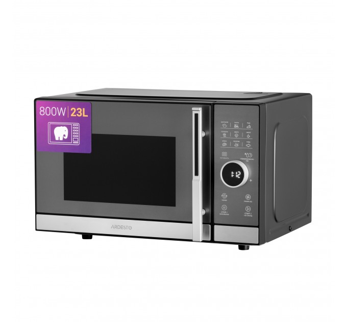 Микроволновая печь ARDESTO, 23л, электр. управл., 800Вт, дисплей, откр.ручкой, черный