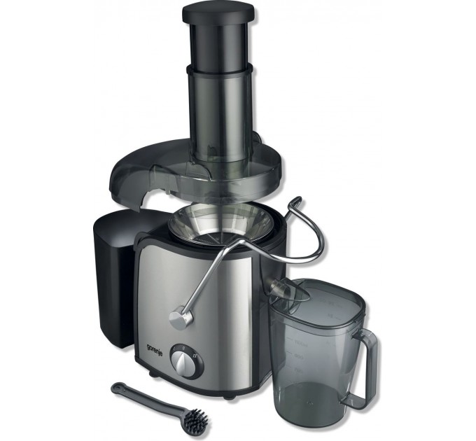 Соковыжималка Gorenje центробежная 800Вт, чаша-1.1л, жмых-1.5л, желоб на целое яблоко, пластик/металл, черный