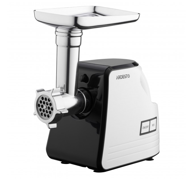 М'ясорубка ARDESTO, 2300Вт, продук.-2.2кг/хв, 4 решітки + для ковб., кеббе, насадка для томатів, пластик, біло-чорний