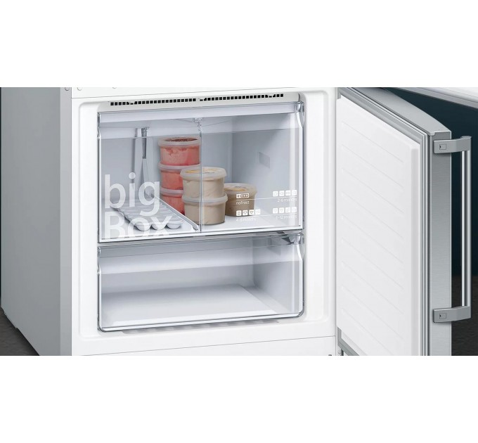 Холодильник Siemens з нижн. мороз., 192x70х80, холод.відд.-400л, мороз.відд.-105л, 2дв., А++, NF, дисплей, нерж