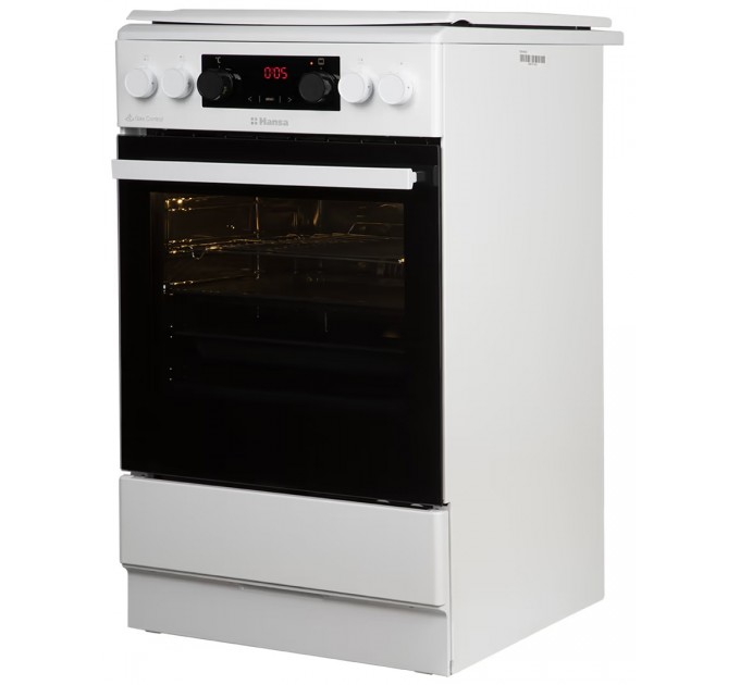 Плита Hansa комбінована, 65л, 50x60см, дисплей, конвекція, чавун, білий