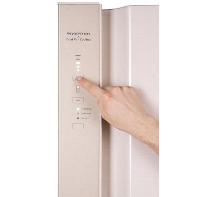 Холодильник Hitachi с верхн. мороз., 184x86х74, холод.отд.-405л, мороз.отд.-145л, 2дв., А++, NF, инв., зона нулевая, бежевый