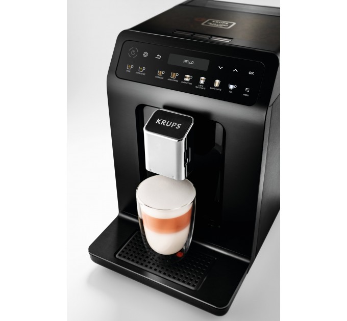 Кавомашина Krups Evidence Plus Titanium 2.3л, зерно, автомат.капучинатор, ОLED диспл, аторец. - 19, чорний