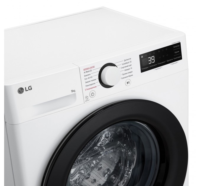 Стиральная машина LG фронтальная, 9кг, 1200, A, 48см, дисплей, пар, инвертор, белый