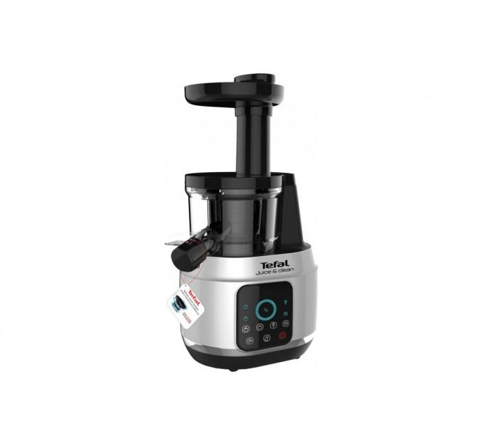 Соковыжималка Tefal Juice&Clean шнековая 150Вт, чаша-0.8л, жмых-0.8л, пластик, серебристо-черный