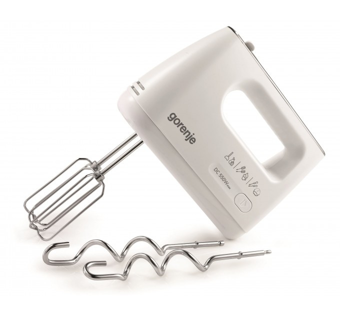 Миксер Gorenje ручной 550Вт, насадки-4 + блендер, турборежим, белый