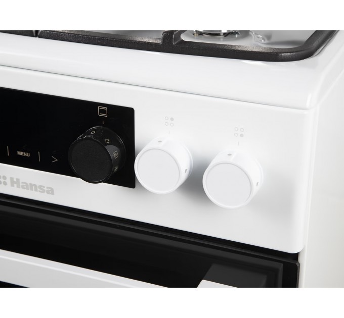 Плита Hansa комбінована, 65л, 50x60см, дисплей, конвекція, чавун, білий