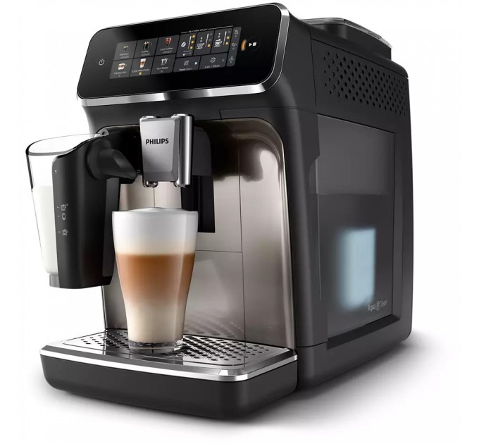 Кавомашина Philips Series 3300 1.8л, зерно + мелена, автомат.капучинатор, дисплей, авторецептів - 6, чорний