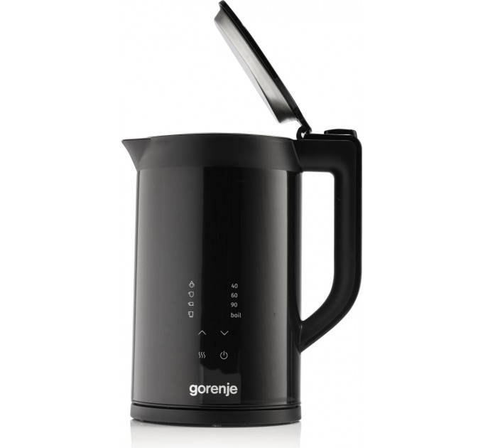 Электрочайник Gorenje 1.7л, двойные стенки, LED дисплей, Strix контроль, черный
