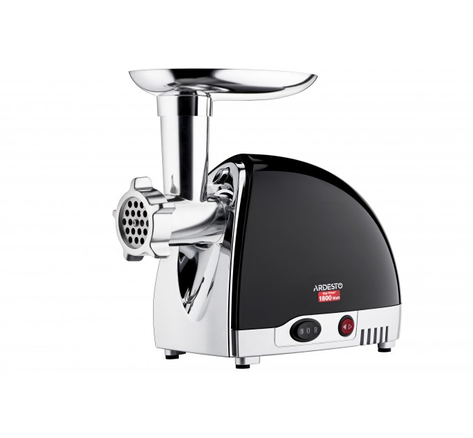 М'ясорубка ARDESTO, 1800Вт, 2кг/хв, 3 решітки, насадка для ковбас, кеббе, 4 терки, пластик, чорно-сріб.