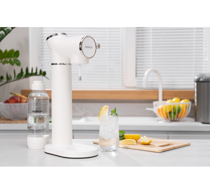 Сифон для газирования воды ARDESTO, подключение баллона-резьба, бутылка 1л, рычаг, белый