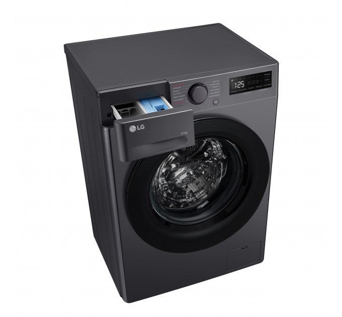 Стирально-сушильная машина LG фронтальная, 9(5)кг, 1200, A, 48см, дисплей, пар, инвертор, черный