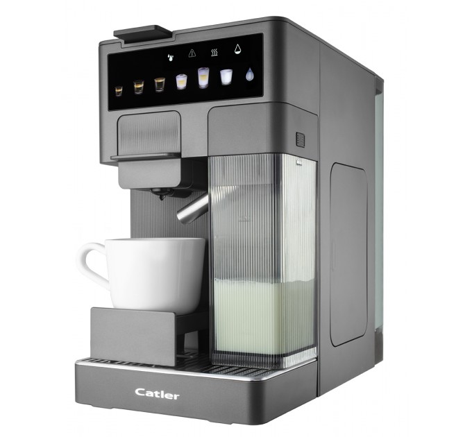 Кофеварка Catler капсульная Renzo 1.6л, капсулы, молотый кофе, сенс. управл., автом. капучинатор, серый