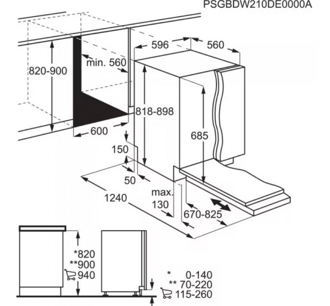 Посудомоечная машина Electrolux встраиваемая, 14компл., C, 60см, дисплей, инвертор, 3я корзина, ComfortLift, черный