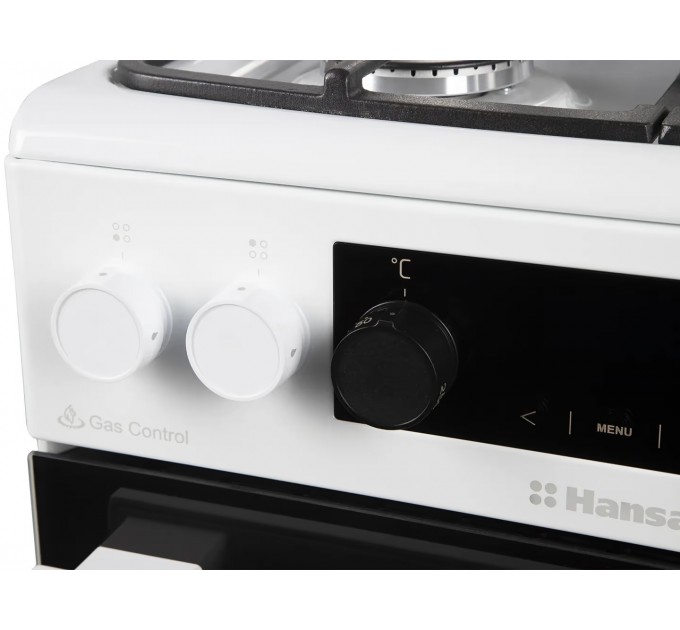 Плита Hansa комбінована, 65л, 50x60см, дисплей, конвекція, чавун, білий