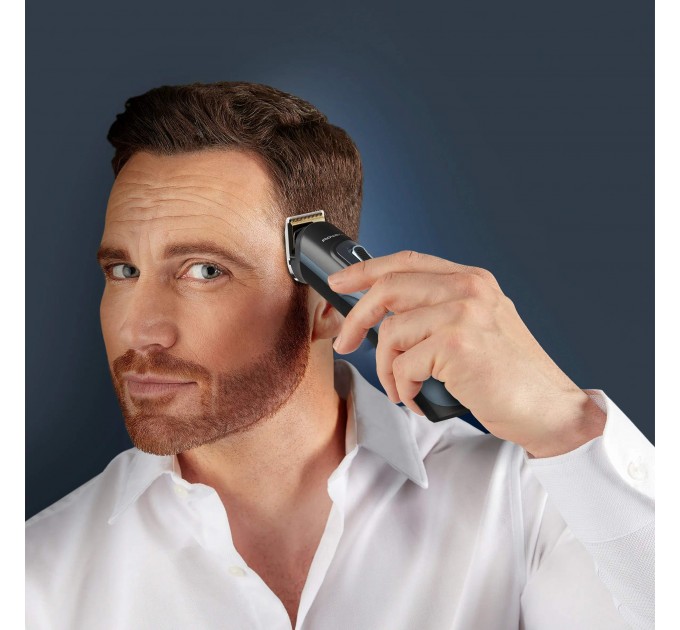 Тример Rowenta Selectium, для бороди, вусів, голови, носа, вух і тіла, мережа+акум., роторний мотор, насадок-17, чохол, титан.напил., чорний