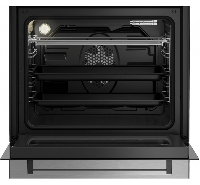 Плита Beko электрическая стеклокерамическая, 66л, 60x60см, дисплей, конвекция, нерж