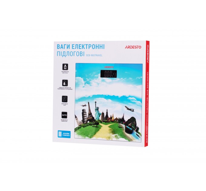 Весы ARDESTO напольные Travel, 150кг, AAAx2 в компл, стекло, многоцветные