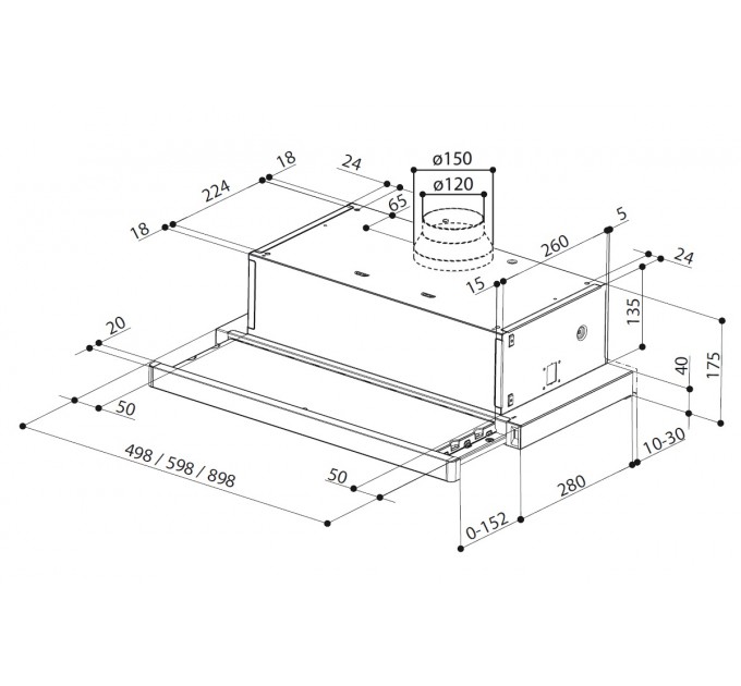 Вытяжка Faber телескопическая, 50см, 701м.куб/ч, Flexa Ng Hip W A50, белый