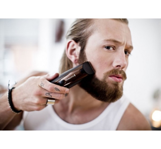 Триммер Remington Beard Kit для бороды и усов, акум., насадок-2, ножницы, щетка в компл., титан.напыл., коричневый